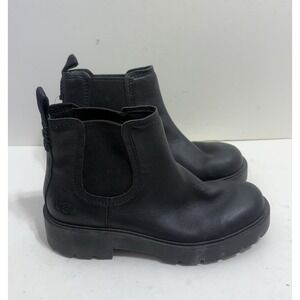 UGG Womens Markstrum Chelsea Black Leather Waterproof Ankle Pull-on Boot Sz 6.5